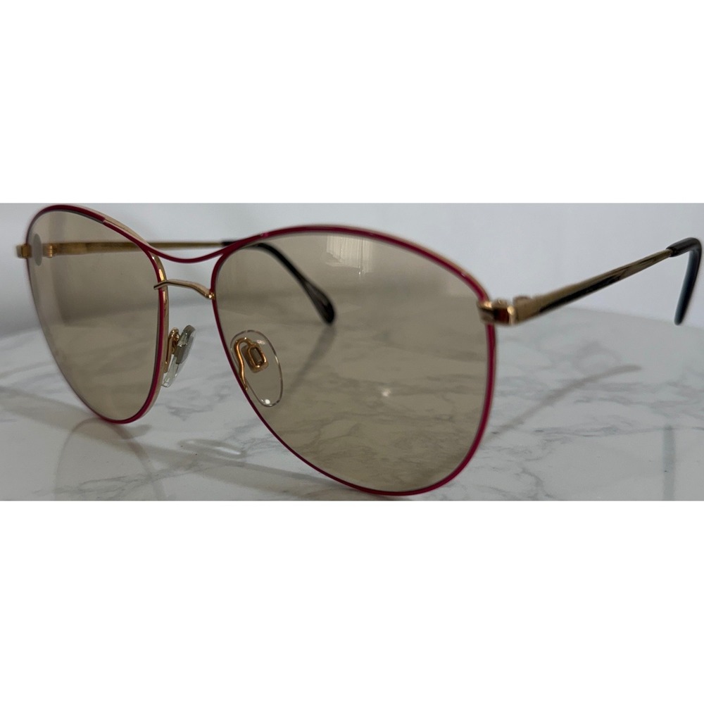 OWP Sunglasses Women's Pink Gold Aviator Brown Lenses Made in Germany